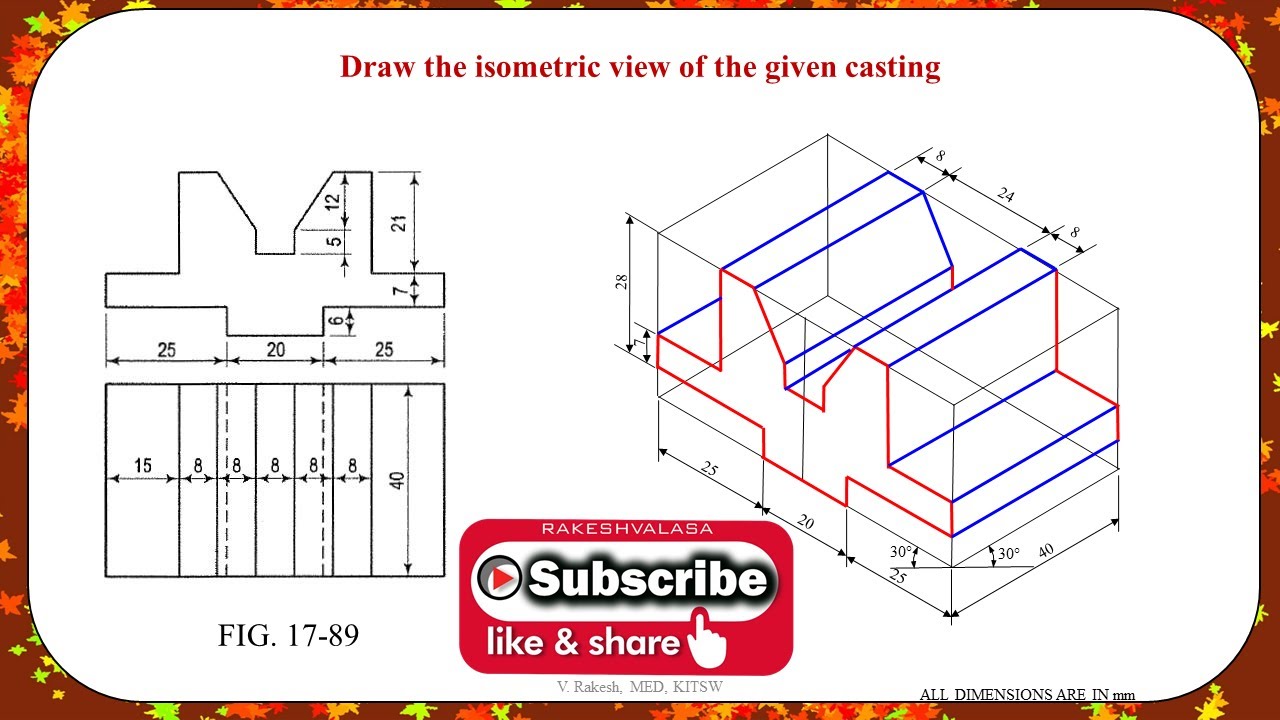 Fig. 17.90; Isometric projections ( Engineering Drawing by N. D. Bhatt) -  YouTube
